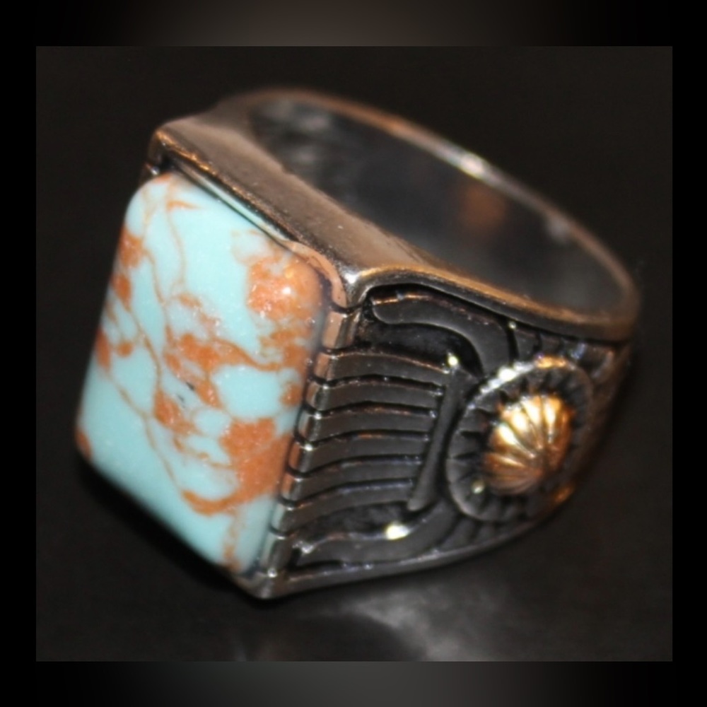 Turquoise Ring With Rectangular Stone! Nwot - image 2